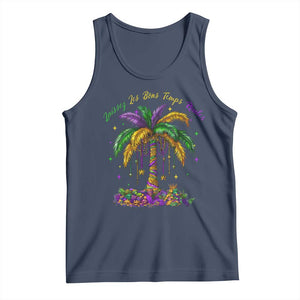 Funny Mardi Gras Coconut Palm Tree Tank Top Laissez Les Bons Temps Rouler Beads Masks TS11 Navy Print Your Wear