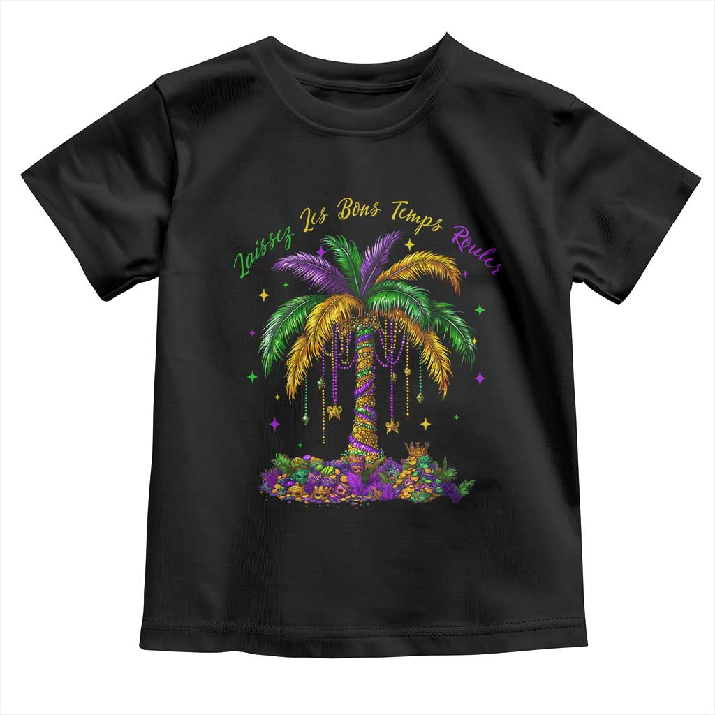 Funny Mardi Gras Coconut Palm Tree Toddler T Shirt Laissez Les Bons Temps Rouler Beads Masks TS11 Black Print Your Wear