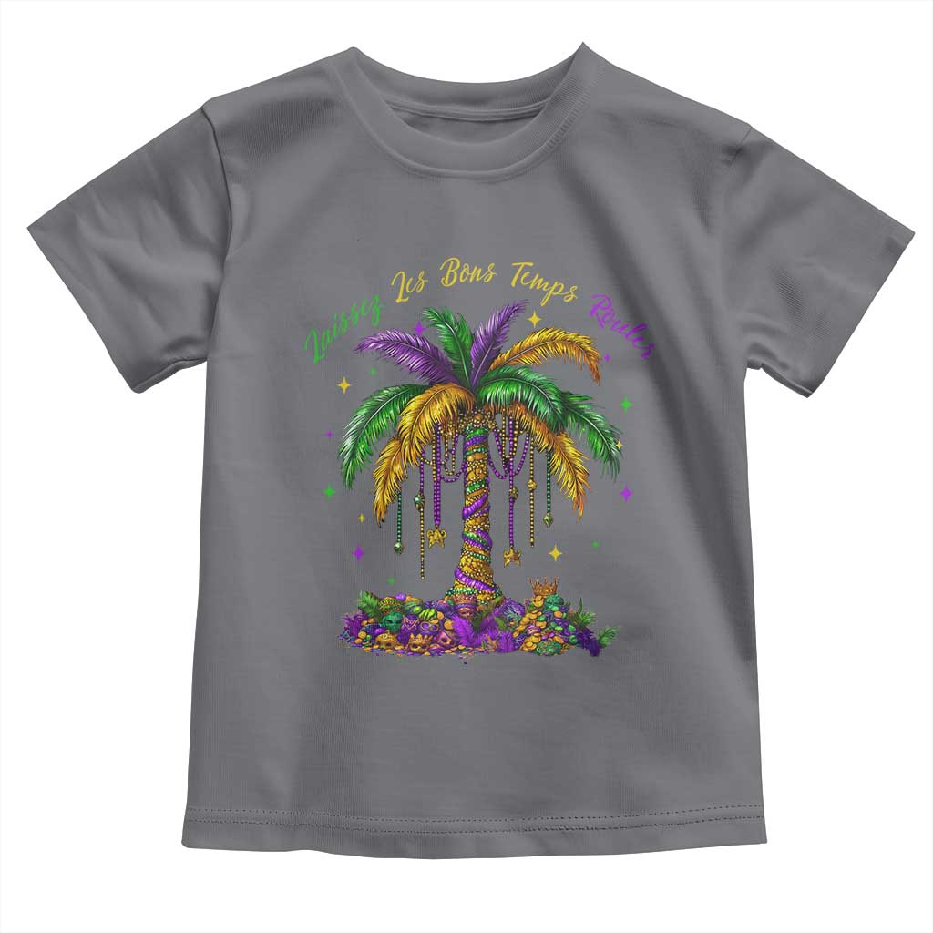 Funny Mardi Gras Coconut Palm Tree Toddler T Shirt Laissez Les Bons Temps Rouler Beads Masks TS11 Charcoal Print Your Wear