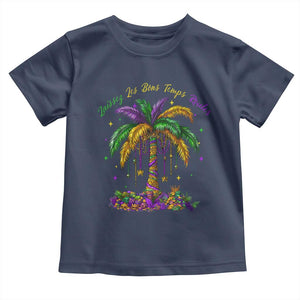 Funny Mardi Gras Coconut Palm Tree Toddler T Shirt Laissez Les Bons Temps Rouler Beads Masks TS11 Navy Print Your Wear