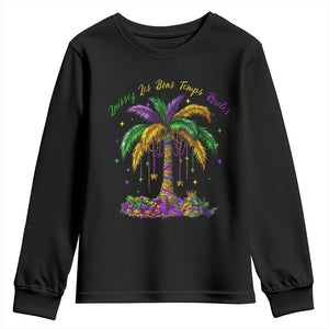 Funny Mardi Gras Coconut Palm Tree Youth Sweatshirt Laissez Les Bons Temps Rouler Beads Masks TS11 Black Print Your Wear