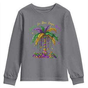 Funny Mardi Gras Coconut Palm Tree Youth Sweatshirt Laissez Les Bons Temps Rouler Beads Masks TS11 Charcoal Print Your Wear