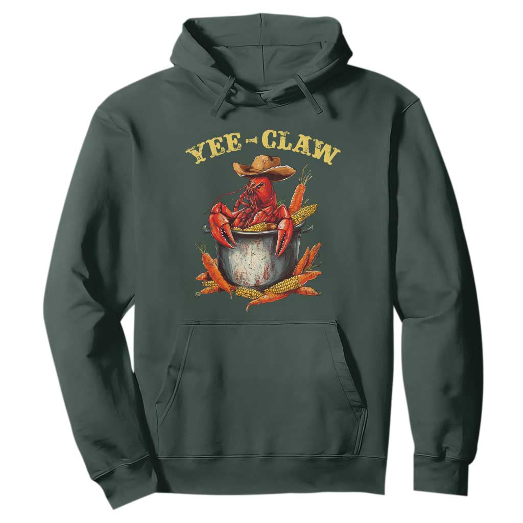 Funny Louisiana Crawfish Cowboy Hoodie Yee Claw Cajun Seafood TS11 Dark Forest Green Print Your Wear