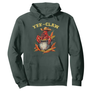 Funny Louisiana Crawfish Cowboy Hoodie Yee Claw Cajun Seafood TS11 Dark Forest Green Print Your Wear