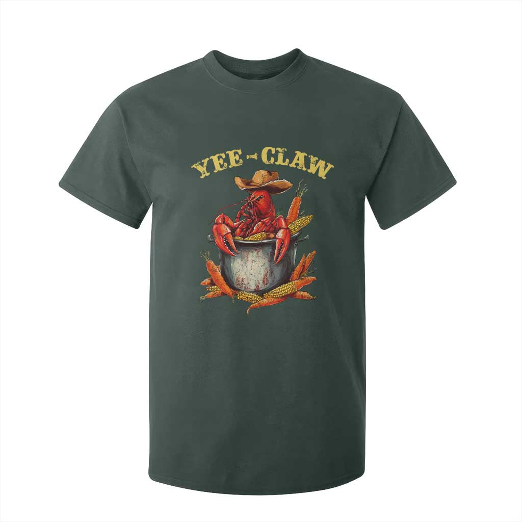 Funny Louisiana Crawfish Cowboy T Shirt For Kid Yee Claw Cajun Seafood TS11 Dark Forest Green Print Your Wear