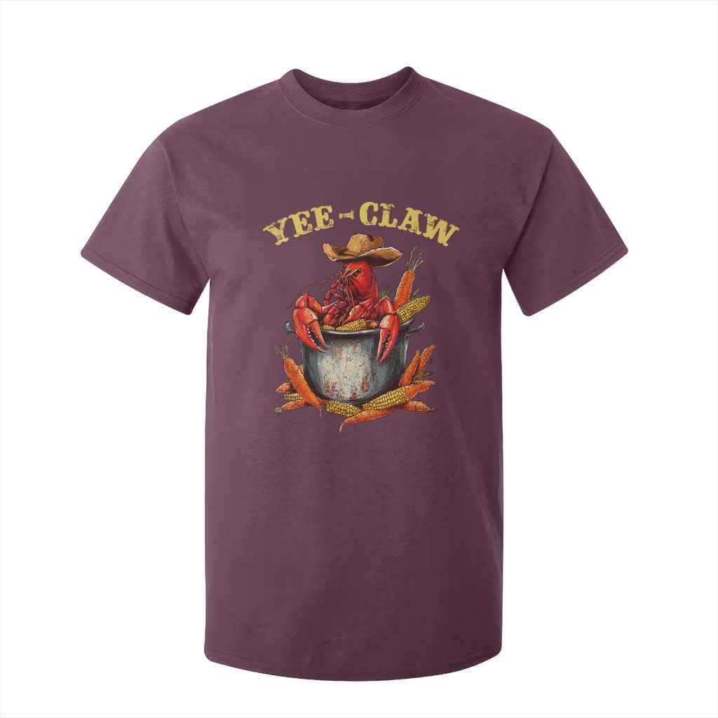 Funny Louisiana Crawfish Cowboy T Shirt For Kid Yee Claw Cajun Seafood TS11 Maroon Print Your Wear