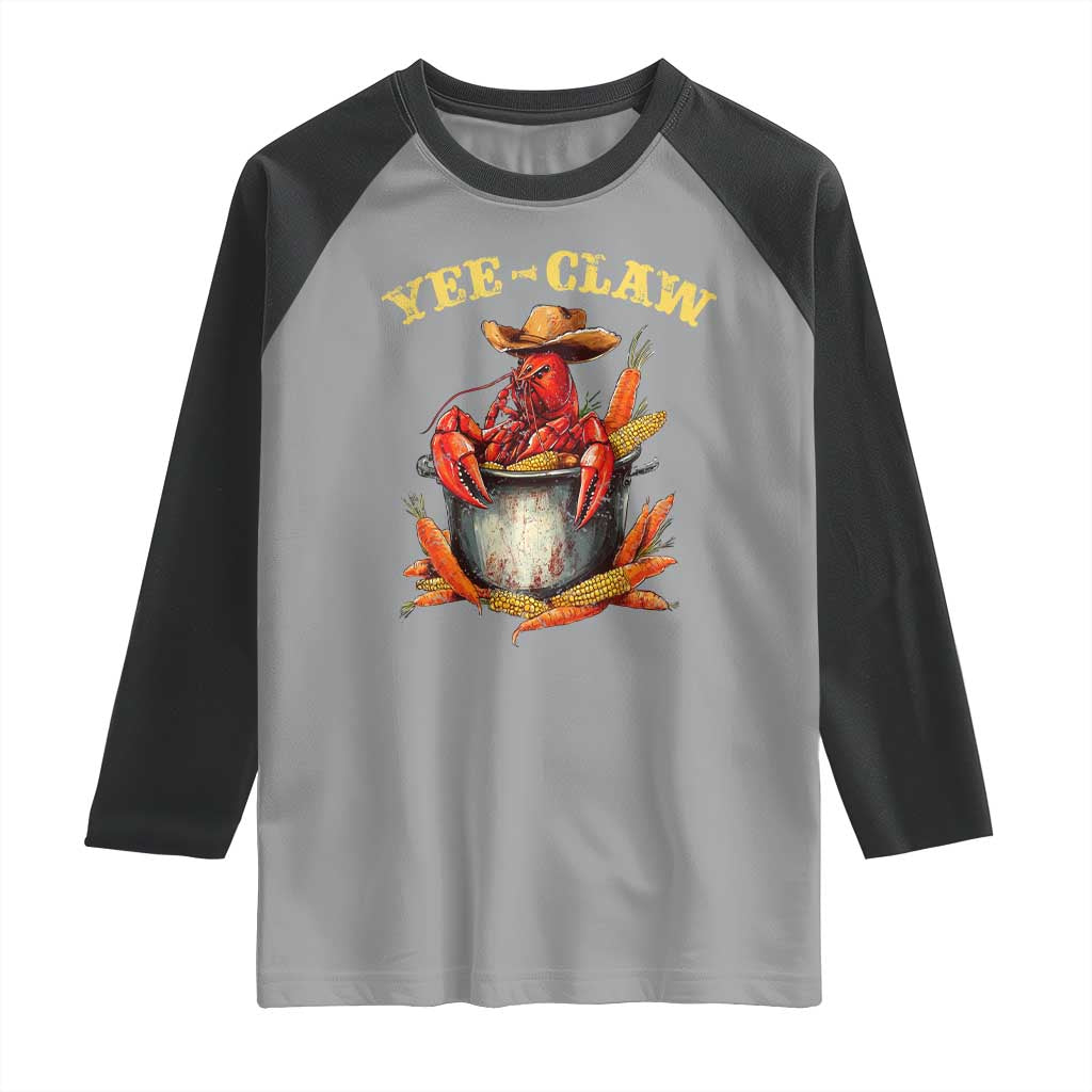 Funny Louisiana Crawfish Cowboy Raglan Shirt Yee Claw Cajun Seafood TS11 Sport Gray Black Print Your Wear