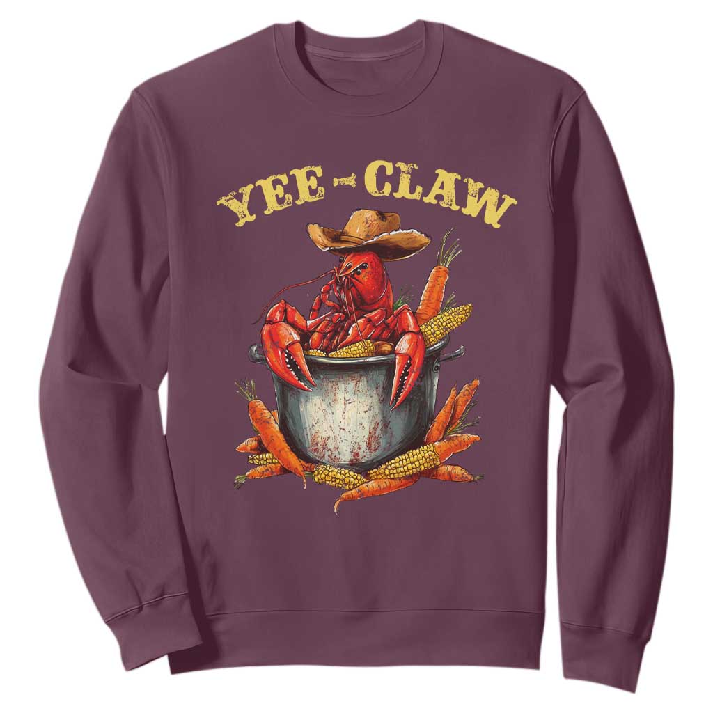 Funny Louisiana Crawfish Cowboy Sweatshirt Yee Claw Cajun Seafood TS11 Maroon Print Your Wear