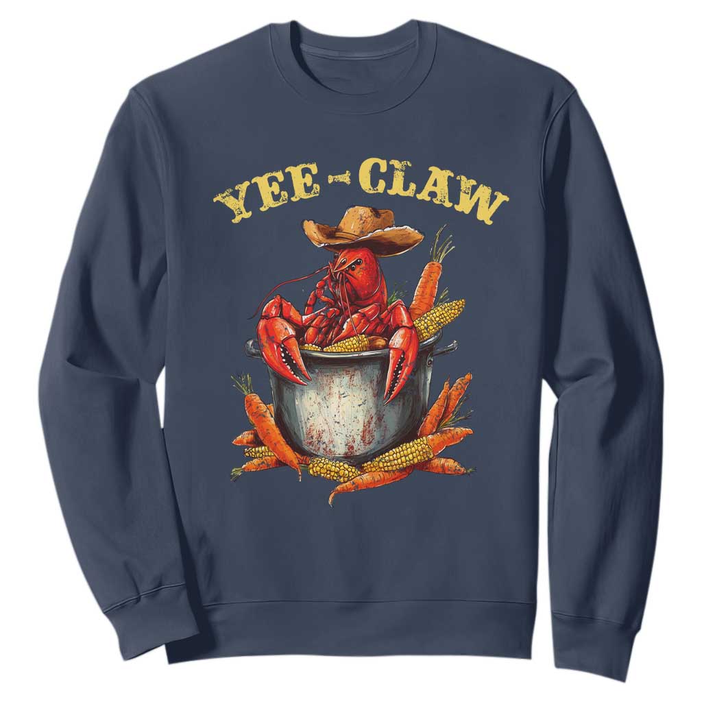Funny Louisiana Crawfish Cowboy Sweatshirt Yee Claw Cajun Seafood TS11 Navy Print Your Wear
