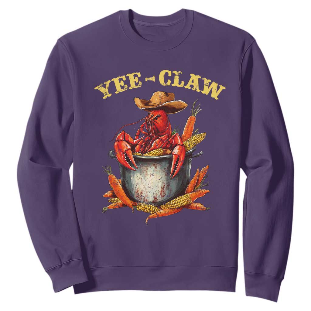 Funny Louisiana Crawfish Cowboy Sweatshirt Yee Claw Cajun Seafood TS11 Purple Print Your Wear