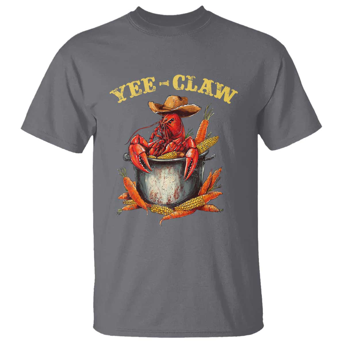 Funny Louisiana Crawfish Cowboy T Shirt Yee Claw Cajun Seafood TS11 Charcoal Print Your Wear