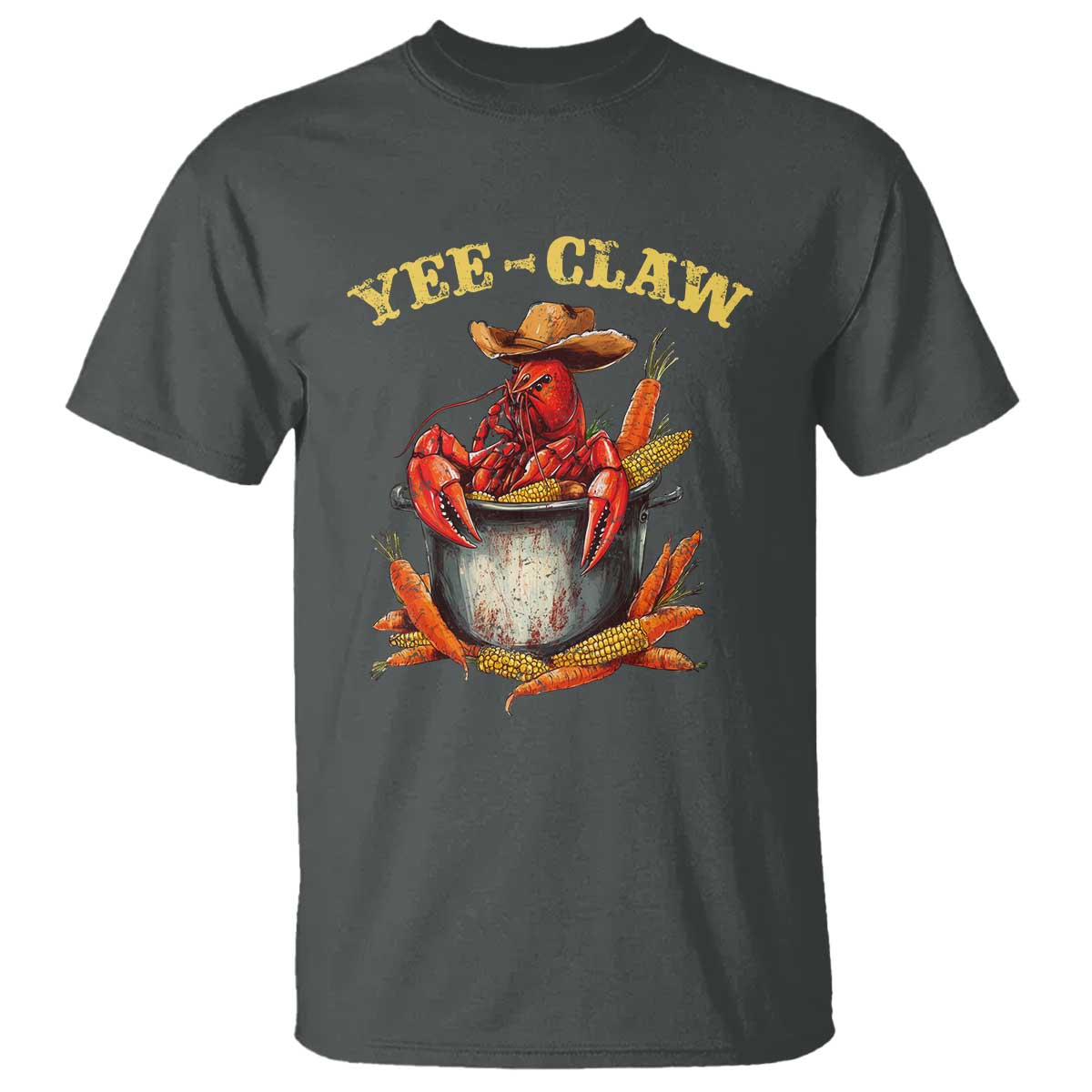 Funny Louisiana Crawfish Cowboy T Shirt Yee Claw Cajun Seafood TS11 Dark Heather Print Your Wear
