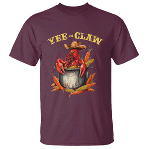 Funny Louisiana Crawfish Cowboy T Shirt Yee Claw Cajun Seafood TS11 Maroon Print Your Wear