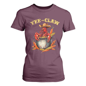Funny Louisiana Crawfish Cowboy T Shirt For Women Yee Claw Cajun Seafood TS11 Maroon Print Your Wear