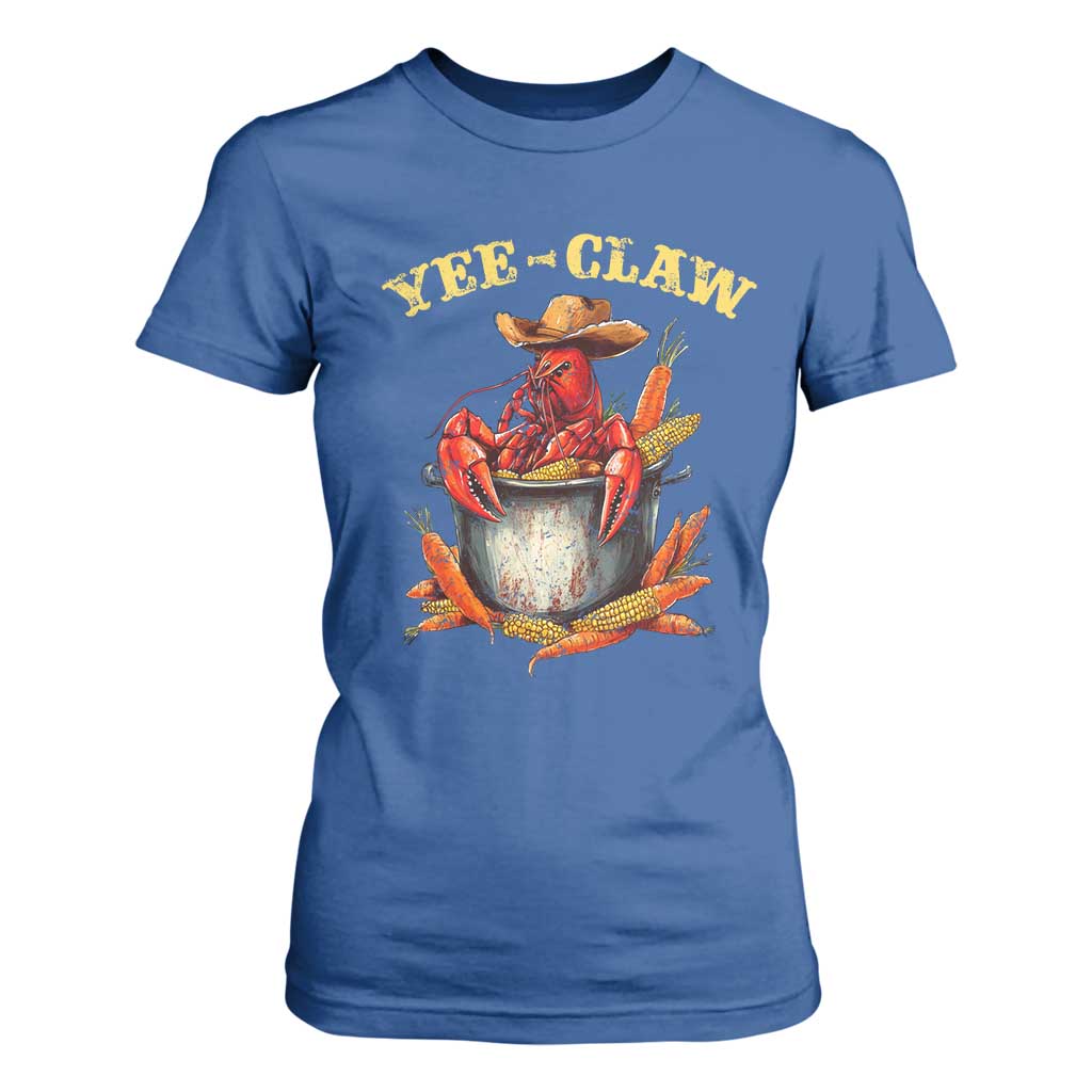Funny Louisiana Crawfish Cowboy T Shirt For Women Yee Claw Cajun Seafood TS11 Royal Blue Print Your Wear
