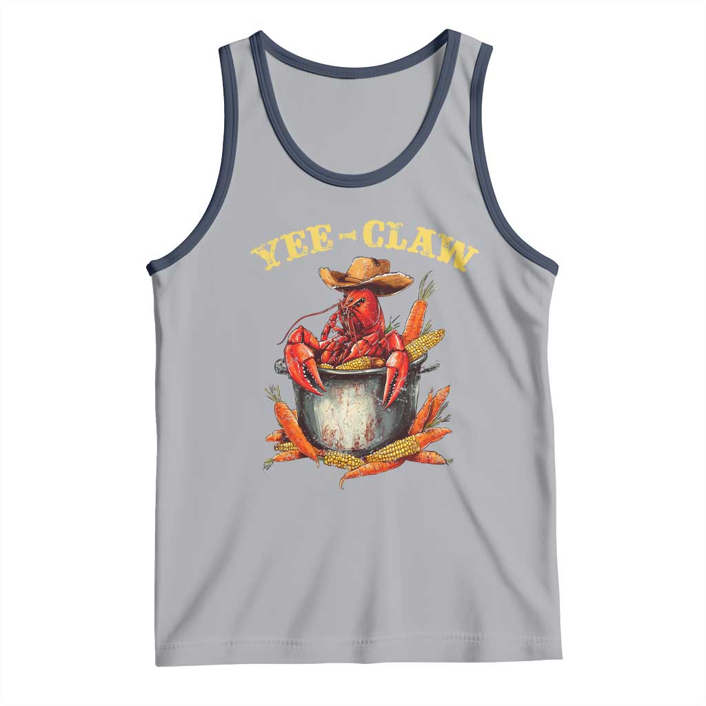 Funny Louisiana Crawfish Cowboy Tank Top Yee Claw Cajun Seafood TS11 Athletic Heather Navy Print Your Wear