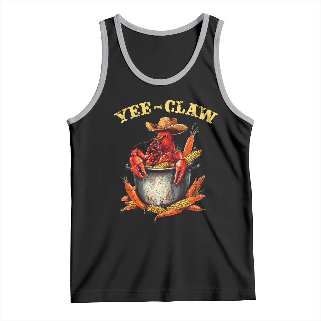 Funny Louisiana Crawfish Cowboy Tank Top Yee Claw Cajun Seafood TS11 Black Athletic Heather Print Your Wear