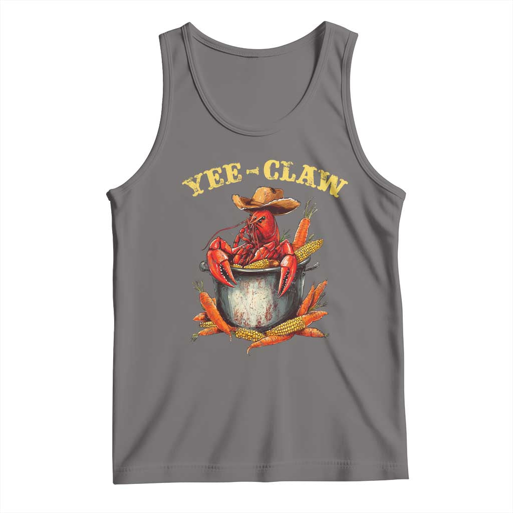 Funny Louisiana Crawfish Cowboy Tank Top Yee Claw Cajun Seafood TS11 Deep Heather Print Your Wear