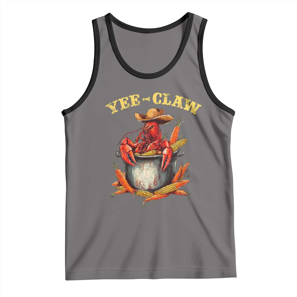 Funny Louisiana Crawfish Cowboy Tank Top Yee Claw Cajun Seafood TS11 Deep Heather Black Print Your Wear
