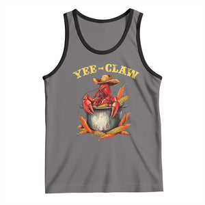 Funny Louisiana Crawfish Cowboy Tank Top Yee Claw Cajun Seafood TS11 Deep Heather Black Print Your Wear