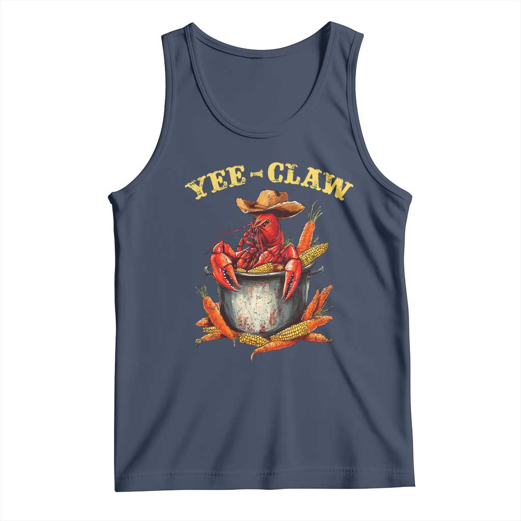 Funny Louisiana Crawfish Cowboy Tank Top Yee Claw Cajun Seafood TS11 Navy Print Your Wear
