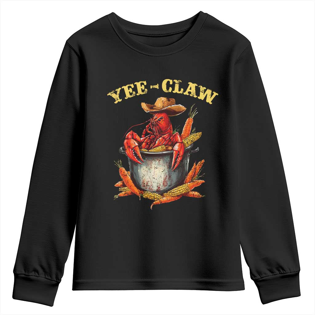 Funny Louisiana Crawfish Cowboy Youth Sweatshirt Yee Claw Cajun Seafood TS11 Black Print Your Wear