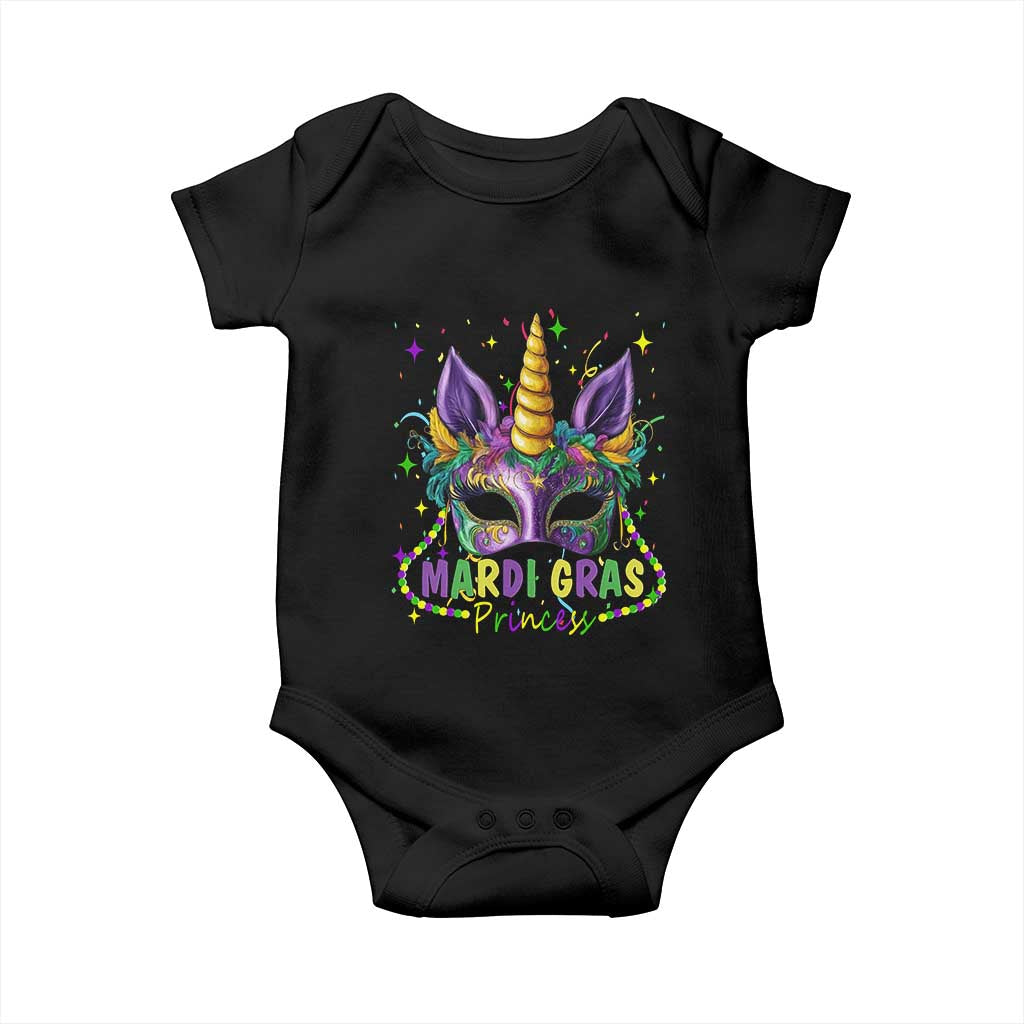 Funny Mardi Gras Princess Baby Onesie Unicorn Mask Party TS11 Black Print Your Wear