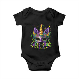 Funny Mardi Gras Princess Baby Onesie Unicorn Mask Party TS11 Black Print Your Wear