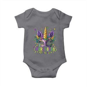 Funny Mardi Gras Princess Baby Onesie Unicorn Mask Party TS11 Charcoal Print Your Wear