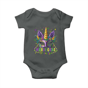 Funny Mardi Gras Princess Baby Onesie Unicorn Mask Party TS11 Dark Heather Print Your Wear