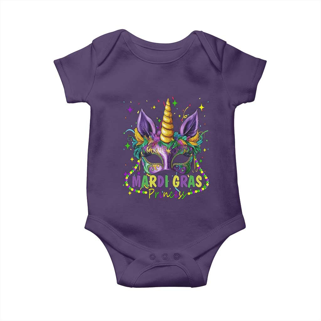 Funny Mardi Gras Princess Baby Onesie Unicorn Mask Party TS11 Purple Print Your Wear