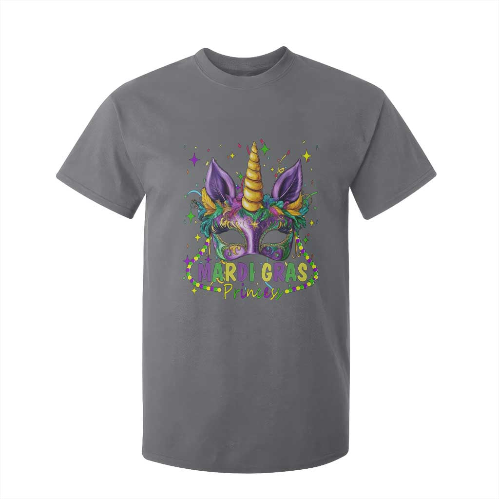 Funny Mardi Gras Princess T Shirt For Kid Unicorn Mask Party TS11 Charcoal Print Your Wear