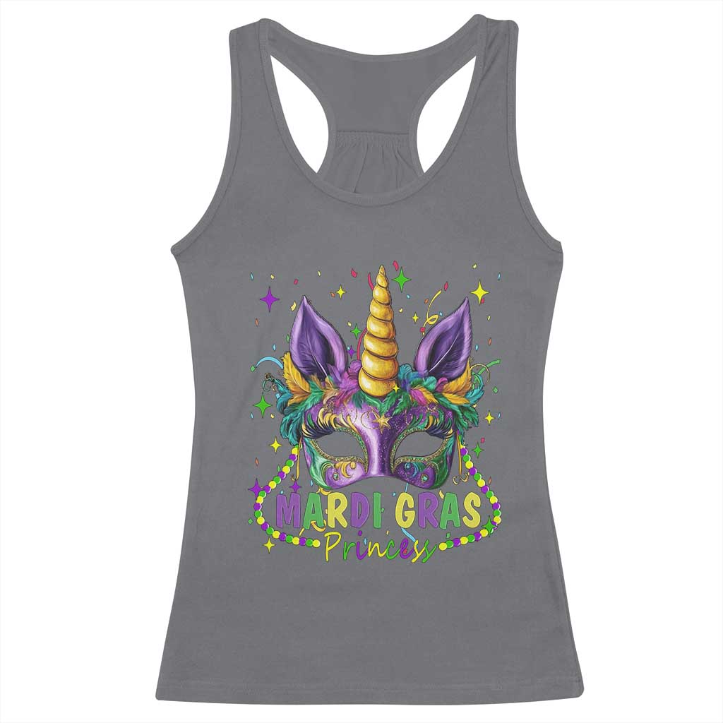 Funny Mardi Gras Princess Racerback Tank Top Unicorn Mask Party TS11 Charcoal Print Your Wear