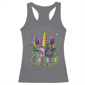 Funny Mardi Gras Princess Racerback Tank Top Unicorn Mask Party TS11 Charcoal Print Your Wear