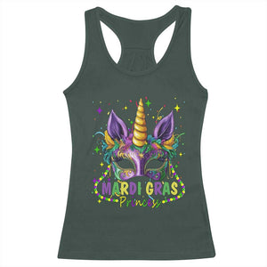 Funny Mardi Gras Princess Racerback Tank Top Unicorn Mask Party TS11 Dark Forest Green Print Your Wear