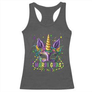 Funny Mardi Gras Princess Racerback Tank Top Unicorn Mask Party TS11 Dark Heather Print Your Wear