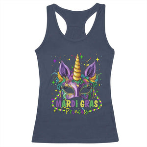 Funny Mardi Gras Princess Racerback Tank Top Unicorn Mask Party TS11 Navy Print Your Wear