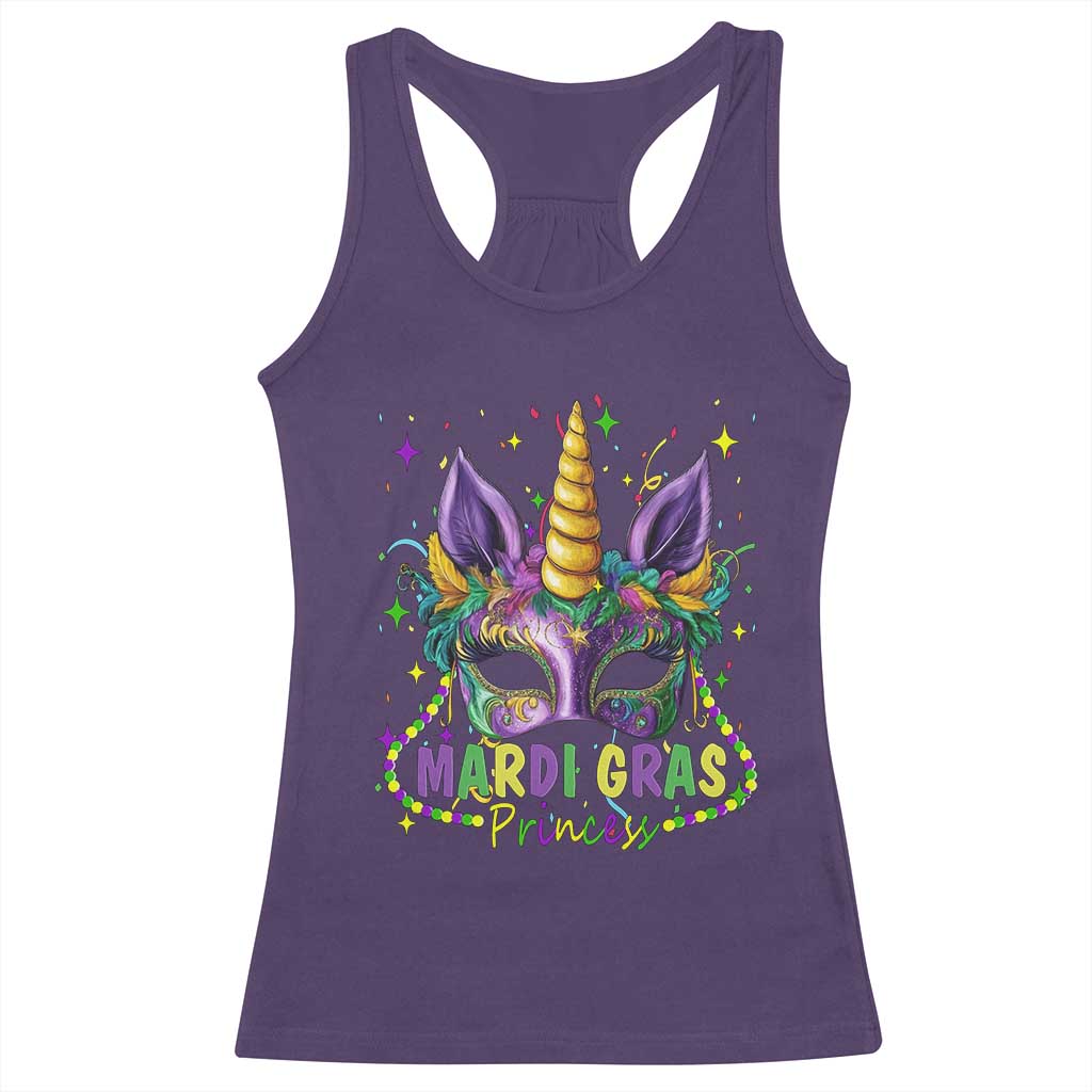Funny Mardi Gras Princess Racerback Tank Top Unicorn Mask Party TS11 Purple Print Your Wear