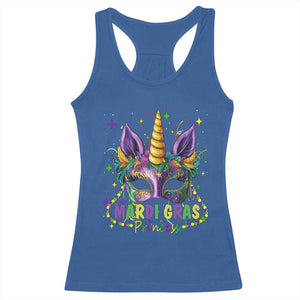 Funny Mardi Gras Princess Racerback Tank Top Unicorn Mask Party TS11 Royal Blue Print Your Wear