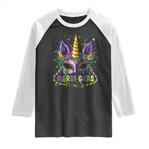 Funny Mardi Gras Princess Raglan Shirt Unicorn Mask Party TS11 Black White Print Your Wear