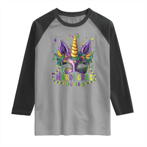 Funny Mardi Gras Princess Raglan Shirt Unicorn Mask Party TS11 Sport Gray Black Print Your Wear