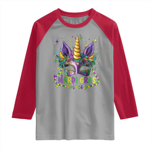 Funny Mardi Gras Princess Raglan Shirt Unicorn Mask Party TS11 Sport Gray Red Print Your Wear