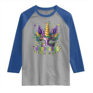 Funny Mardi Gras Princess Raglan Shirt Unicorn Mask Party TS11 Sport Gray Royal Print Your Wear
