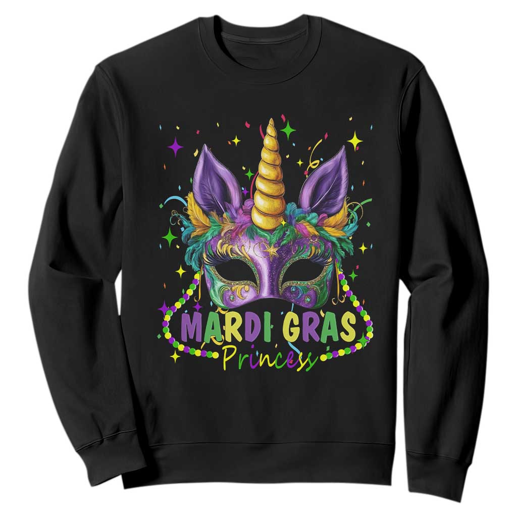 Funny Mardi Gras Princess Sweatshirt Unicorn Mask Party TS11 Black Print Your Wear