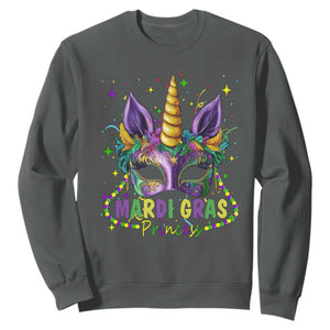 Funny Mardi Gras Princess Sweatshirt Unicorn Mask Party TS11 Dark Heather Print Your Wear