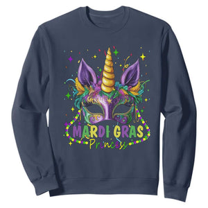Funny Mardi Gras Princess Sweatshirt Unicorn Mask Party TS11 Navy Print Your Wear