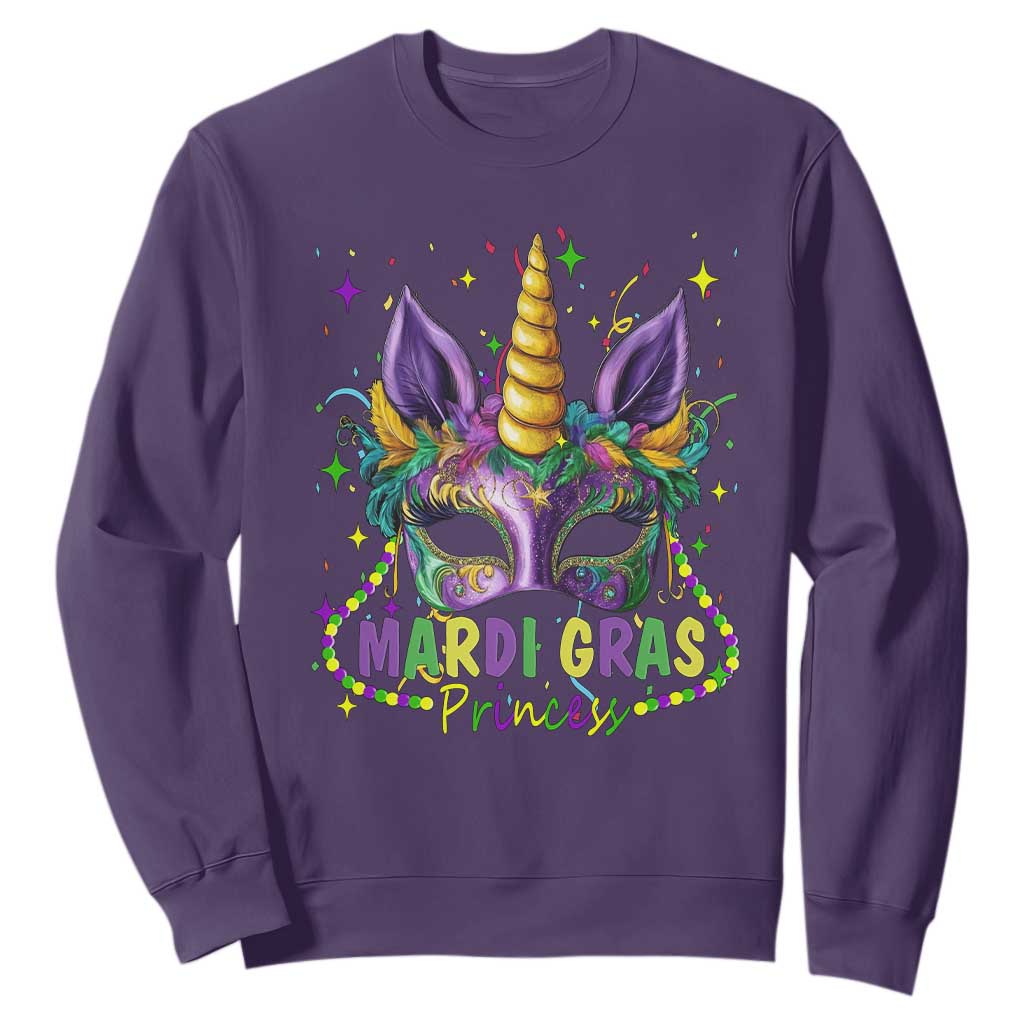Funny Mardi Gras Princess Sweatshirt Unicorn Mask Party TS11 Purple Print Your Wear