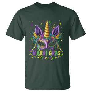 Funny Mardi Gras Princess T Shirt Unicorn Mask Party TS11 Dark Forest Green Print Your Wear