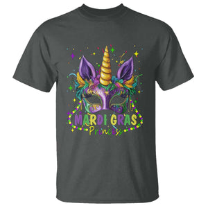 Funny Mardi Gras Princess T Shirt Unicorn Mask Party TS11 Dark Heather Print Your Wear