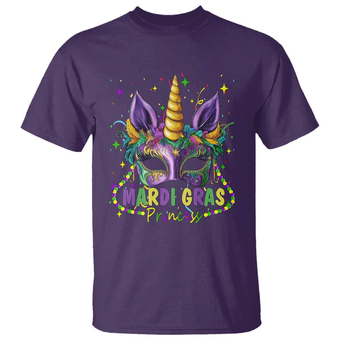 Funny Mardi Gras Princess T Shirt Unicorn Mask Party TS11 Purple Print Your Wear